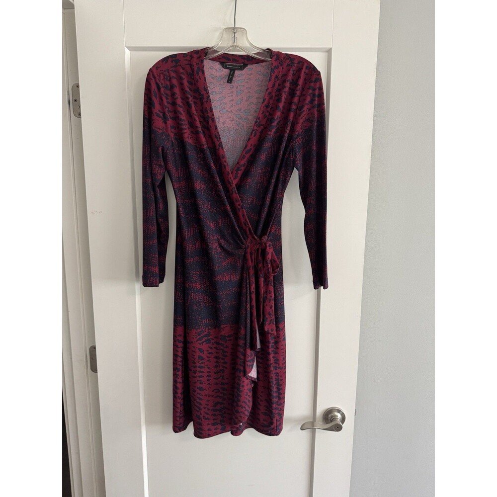 BCBGMAXAZRIA Women's Wrap Dress Medium, Stretch, 3/4 Long Sleeve, Washable